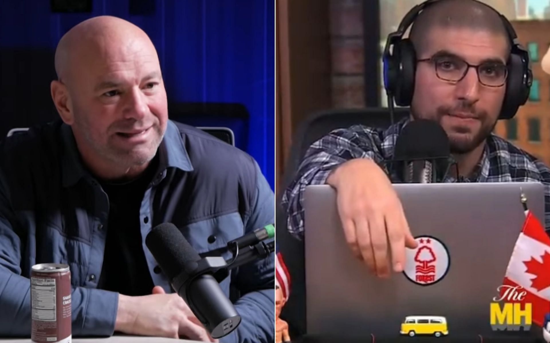 (L) Dana White, and Ariel Helwani (R) {Photo credit: Paddy The Baddy - YouTube, and @oocmma - Twitter}