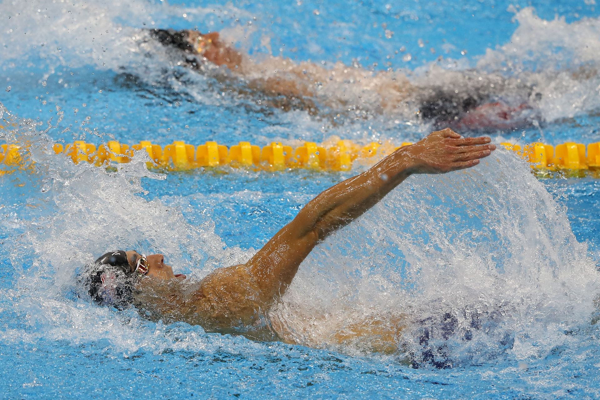 Lochte and Phelps swim at the Rio Olympics, 2016