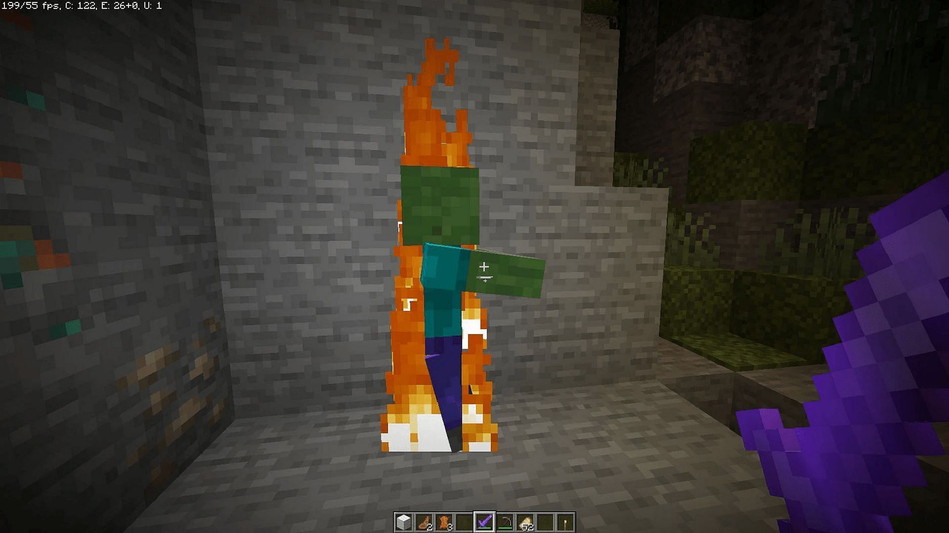 Fire Aspect and Flame will torch Minecraft opponents with damage over time (Image via Mojang)