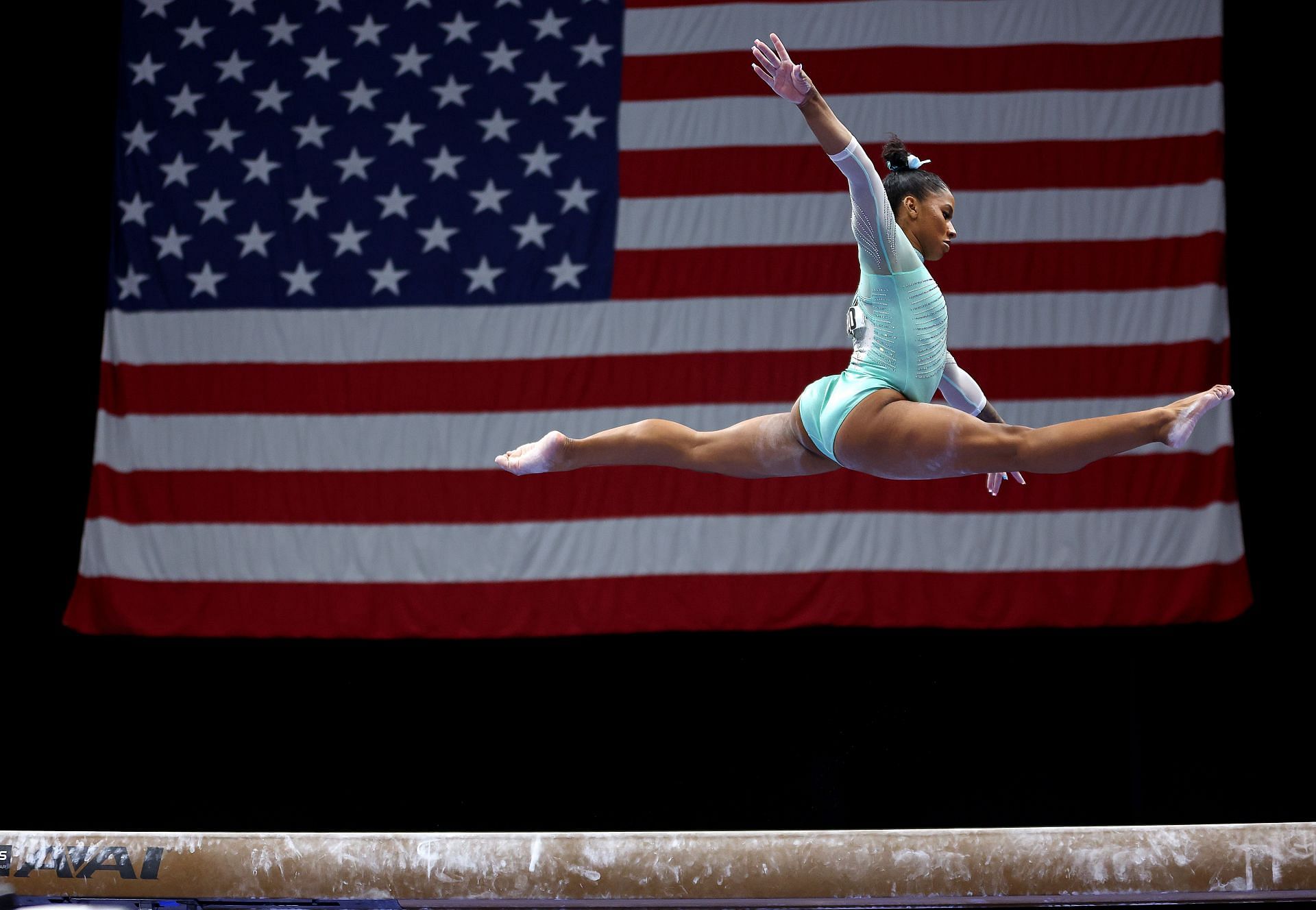 Jordan Chiles at the 2022 US Gymnastics Championships (Photo by Mike Ehrmann/Getty Images)