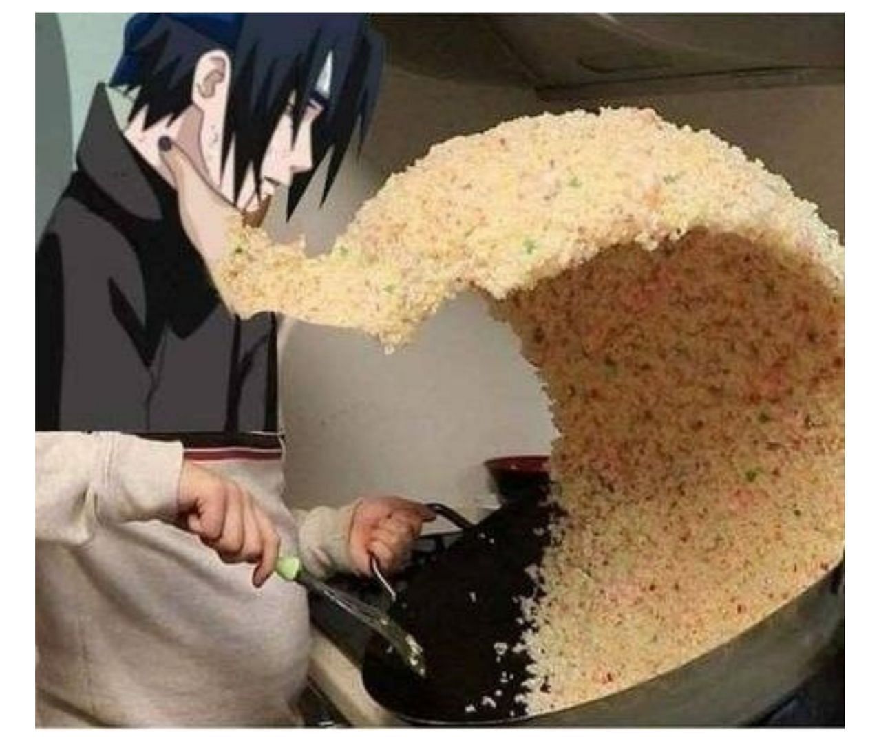 Fried Rice choking Sasuke (Image via Twitter)