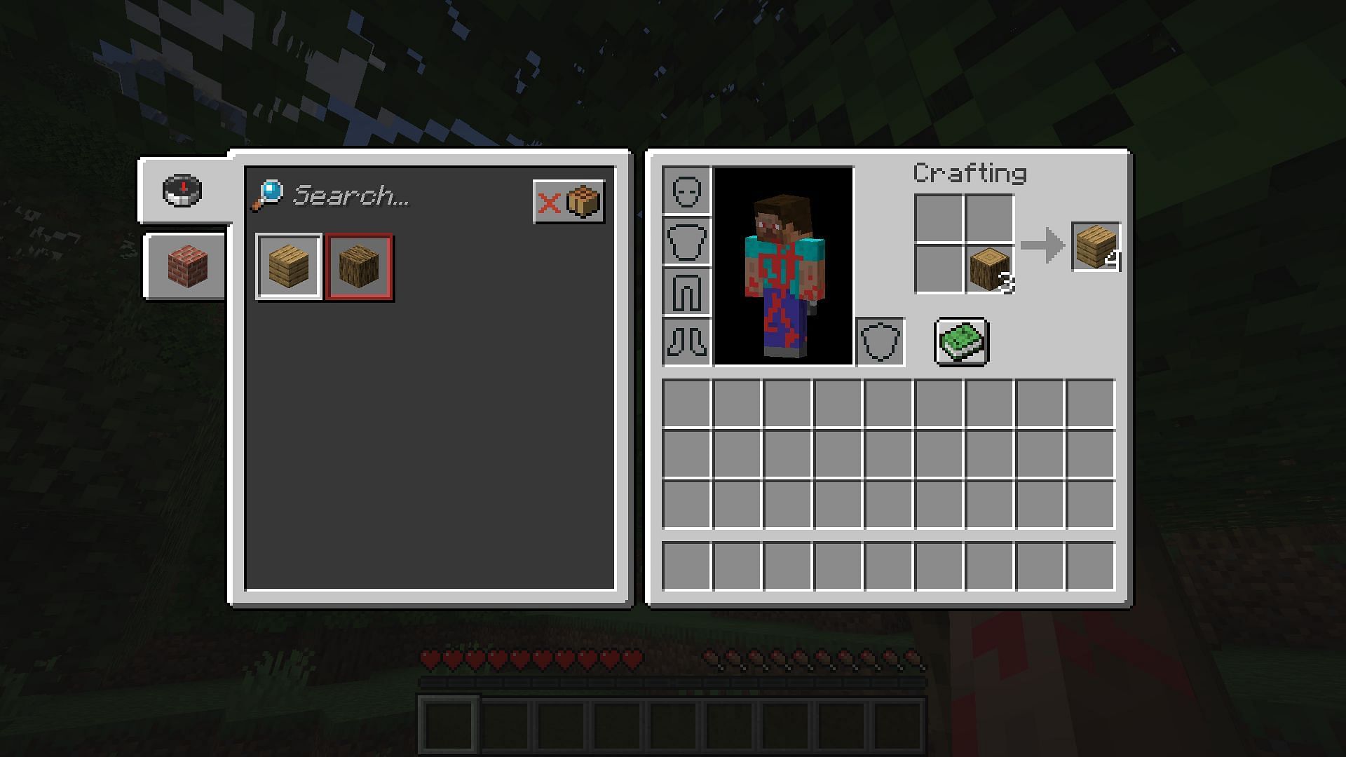 Players can only use the knowledge book from the inventory and crafting table GUI (Image via Mojang)