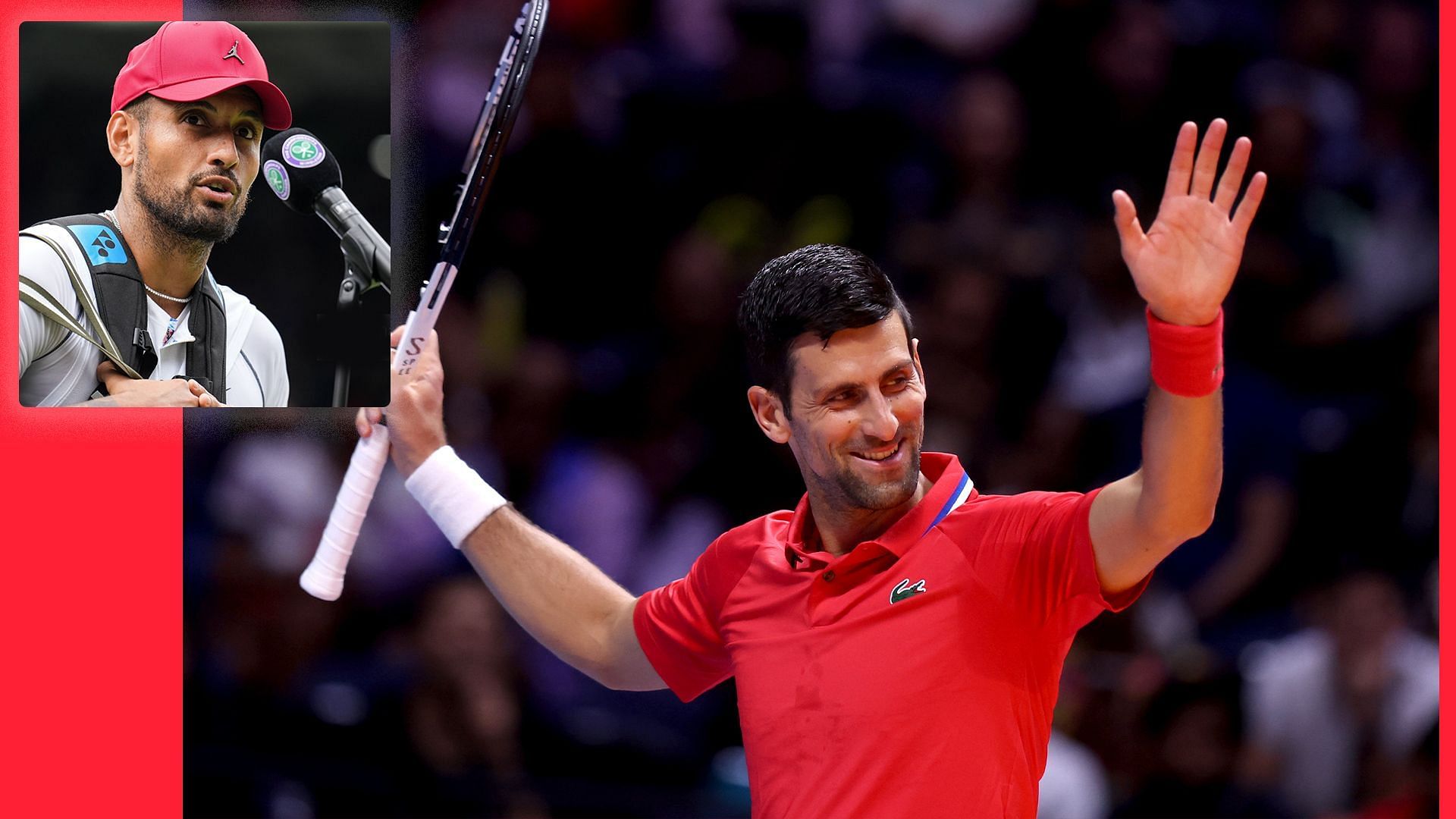 Novak Djokovic and Nick Kyrgios(inset)