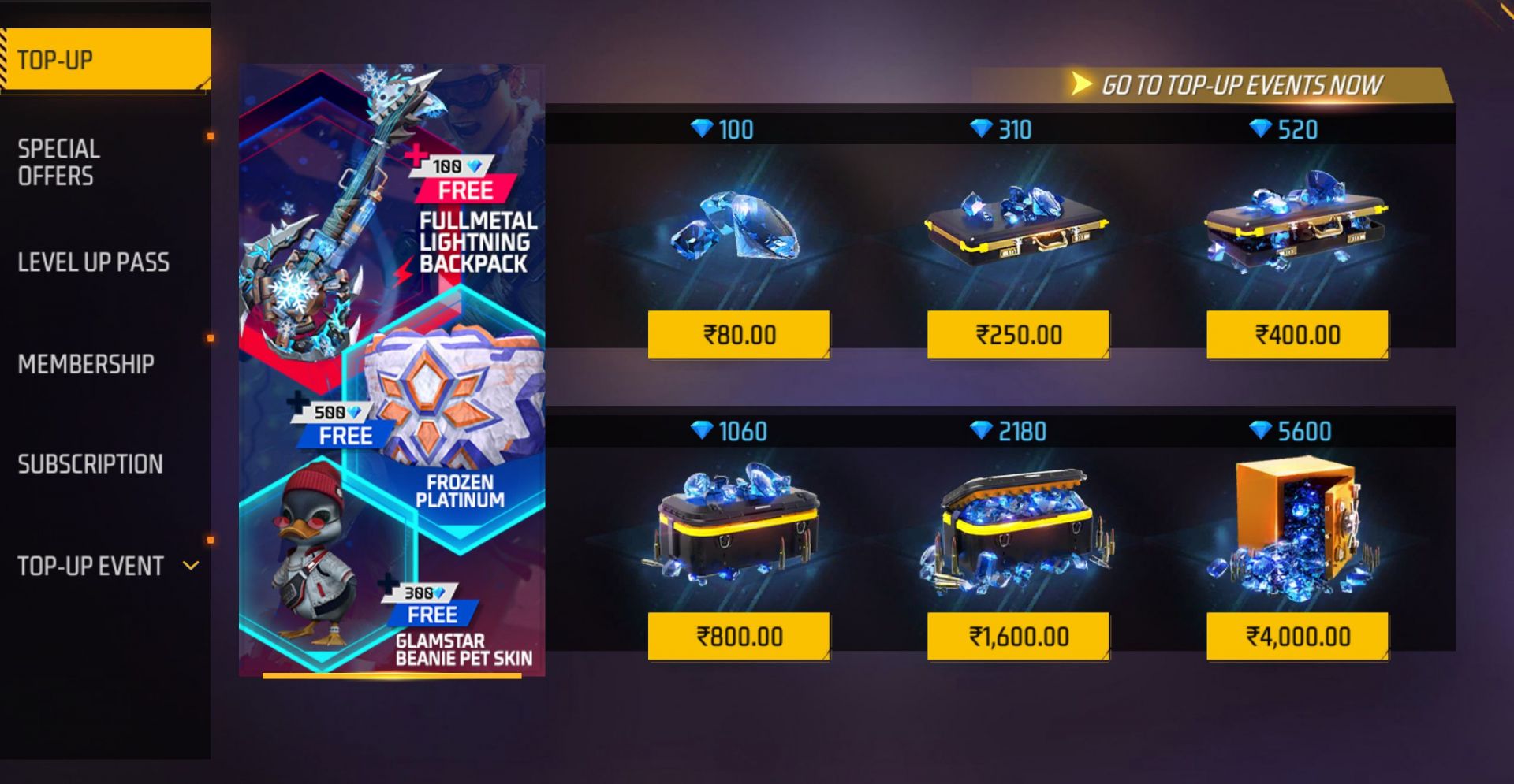 Price of diamonds in Free Fire MAX (Image via Garena)