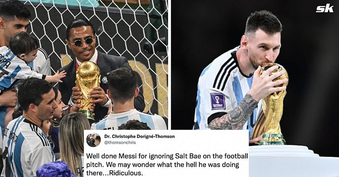 "Salt Bae is a disgrace" - Fans slam the Turkish chef for forcing Lionel Messi and other Argentina players to take photos with FIFA World Cup trophy