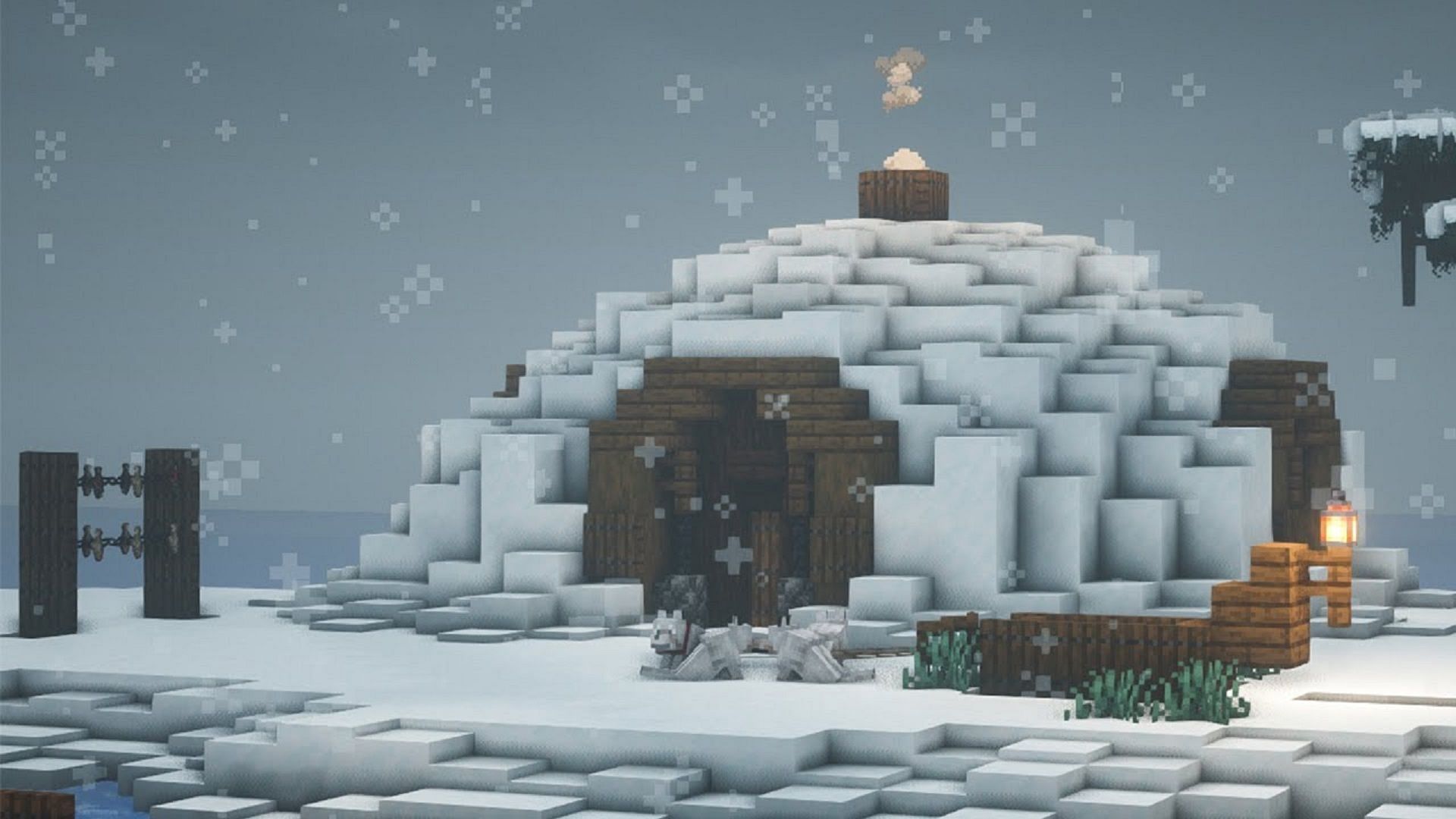 An igloo-styled cabin created by a Minecraft player (Image via Tokobuilds/YouTube)