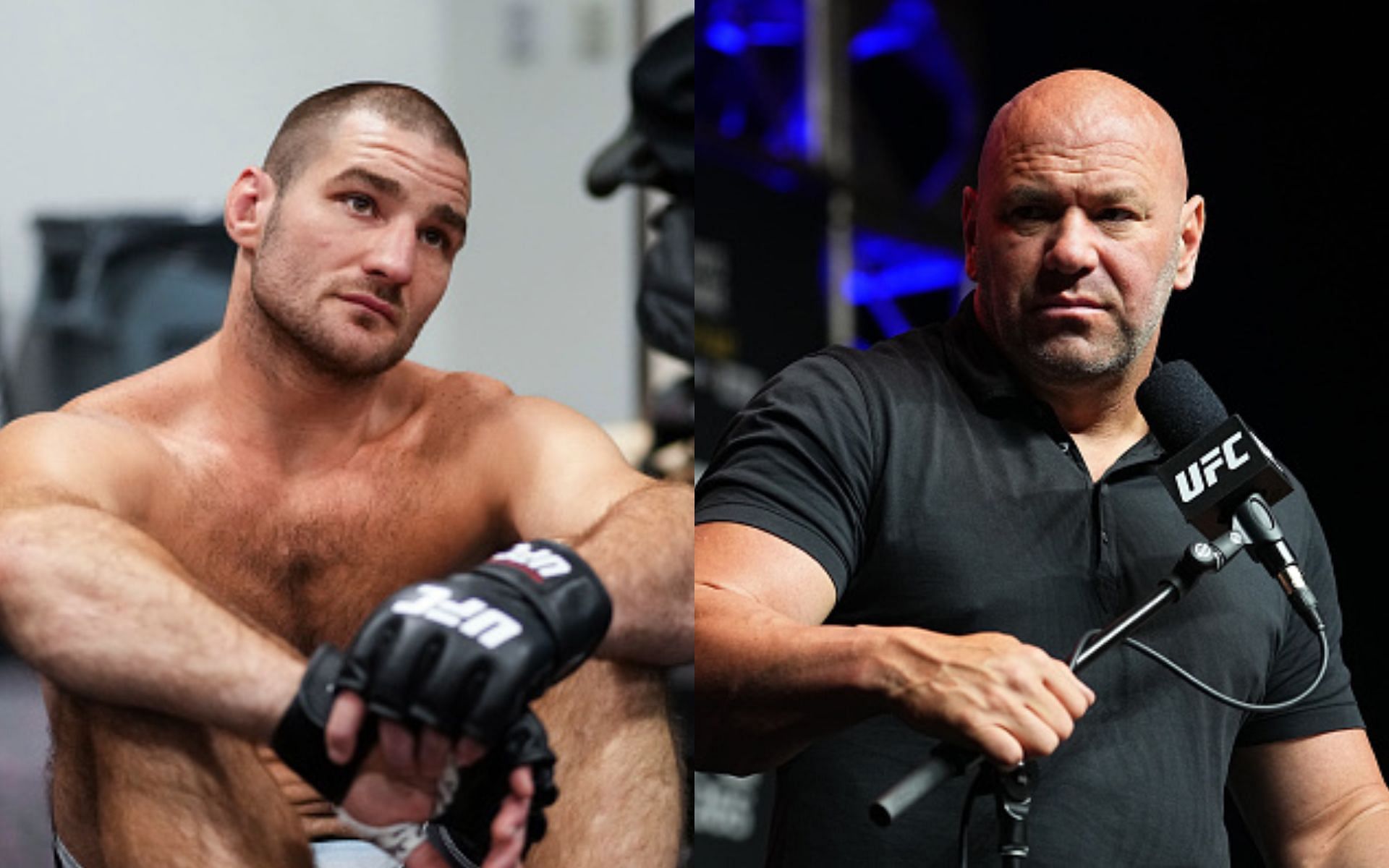 Sean Strickland (left), Dana White (right)