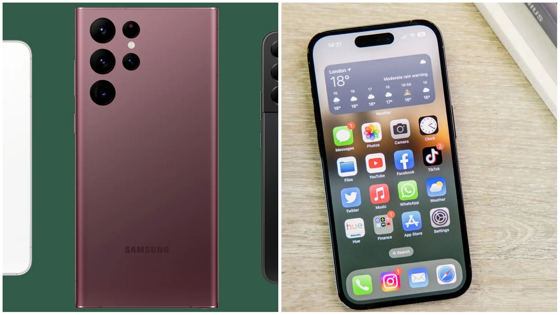 Two popular smartphone options today (image by Samsung and Apple)