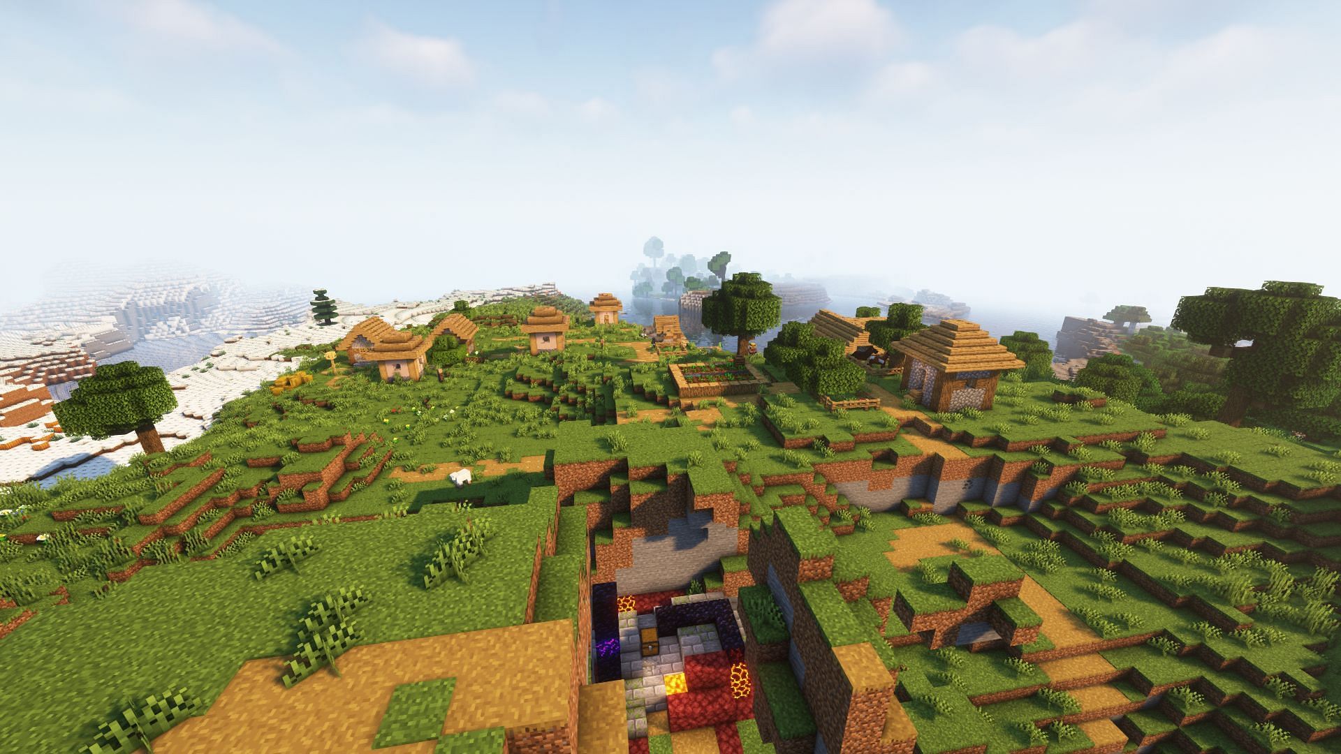 A plains village with ruined portal (Image via Mojang)