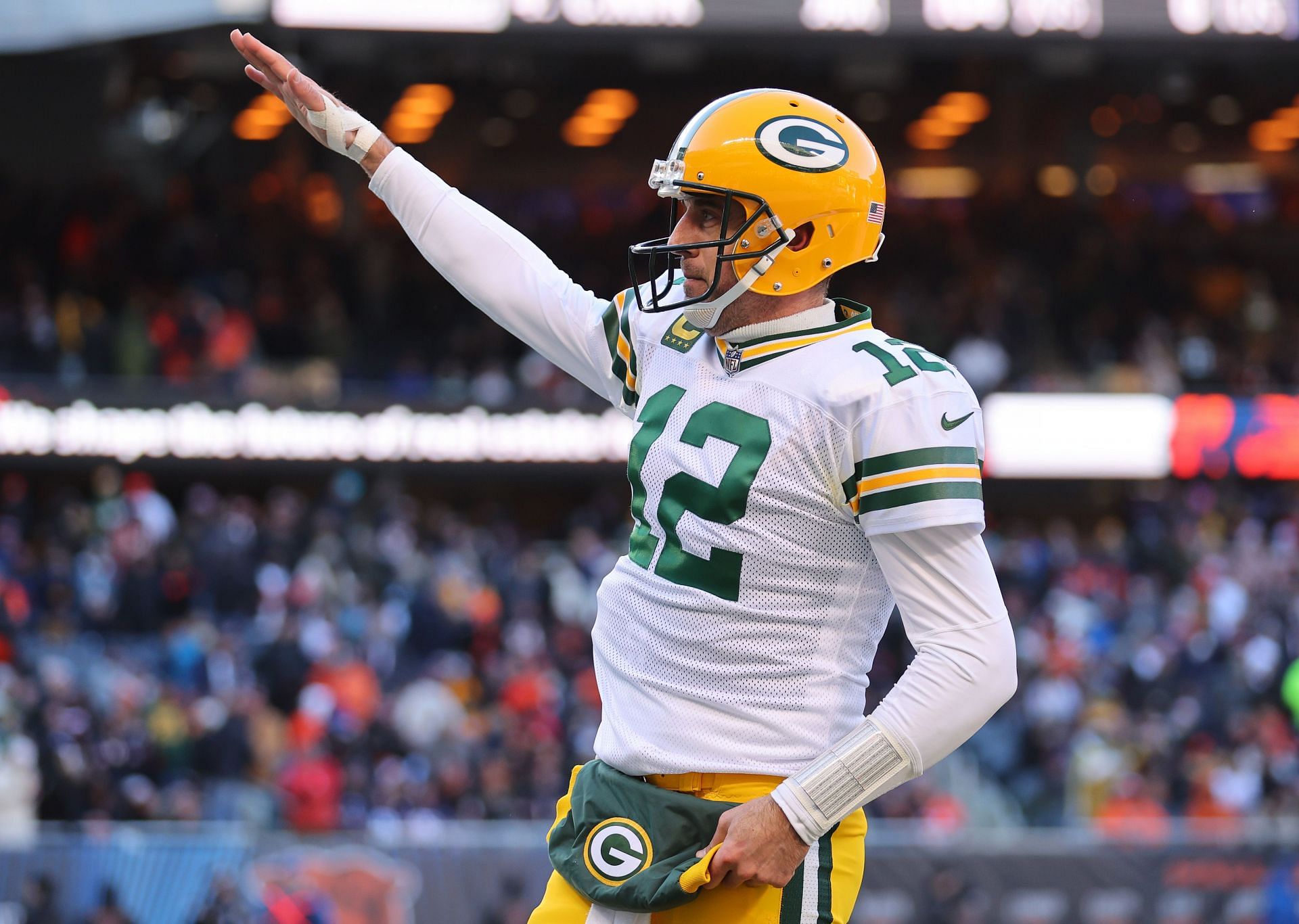 Aaron Rodgers at the Green Bay Packers vs. Chicago Bears game.