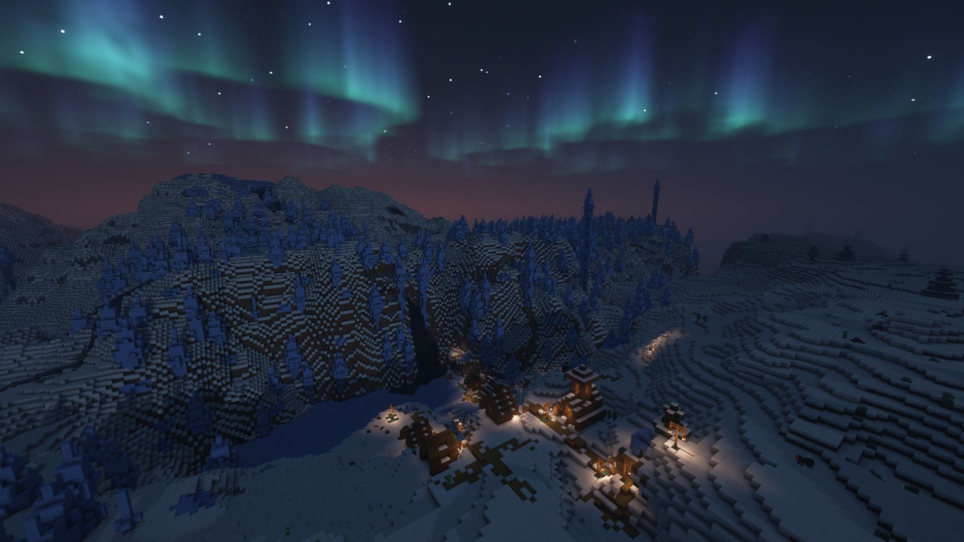 Ice spikes and a village (Image via Mojang)