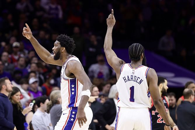 How have James Harden's stats been impacted by playing with Joel Embiid?