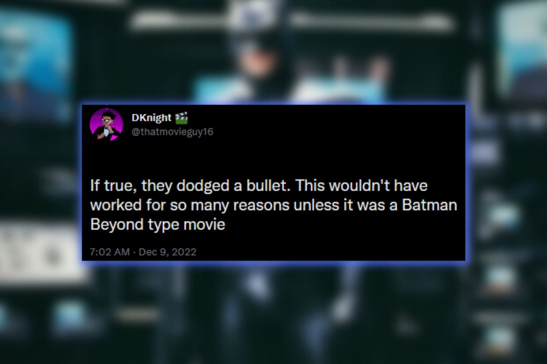 A fan&#039;s reaction to Michael Keaton&#039;s Batman reportedly being canceled (Image via Twitter/Sportskeeda)