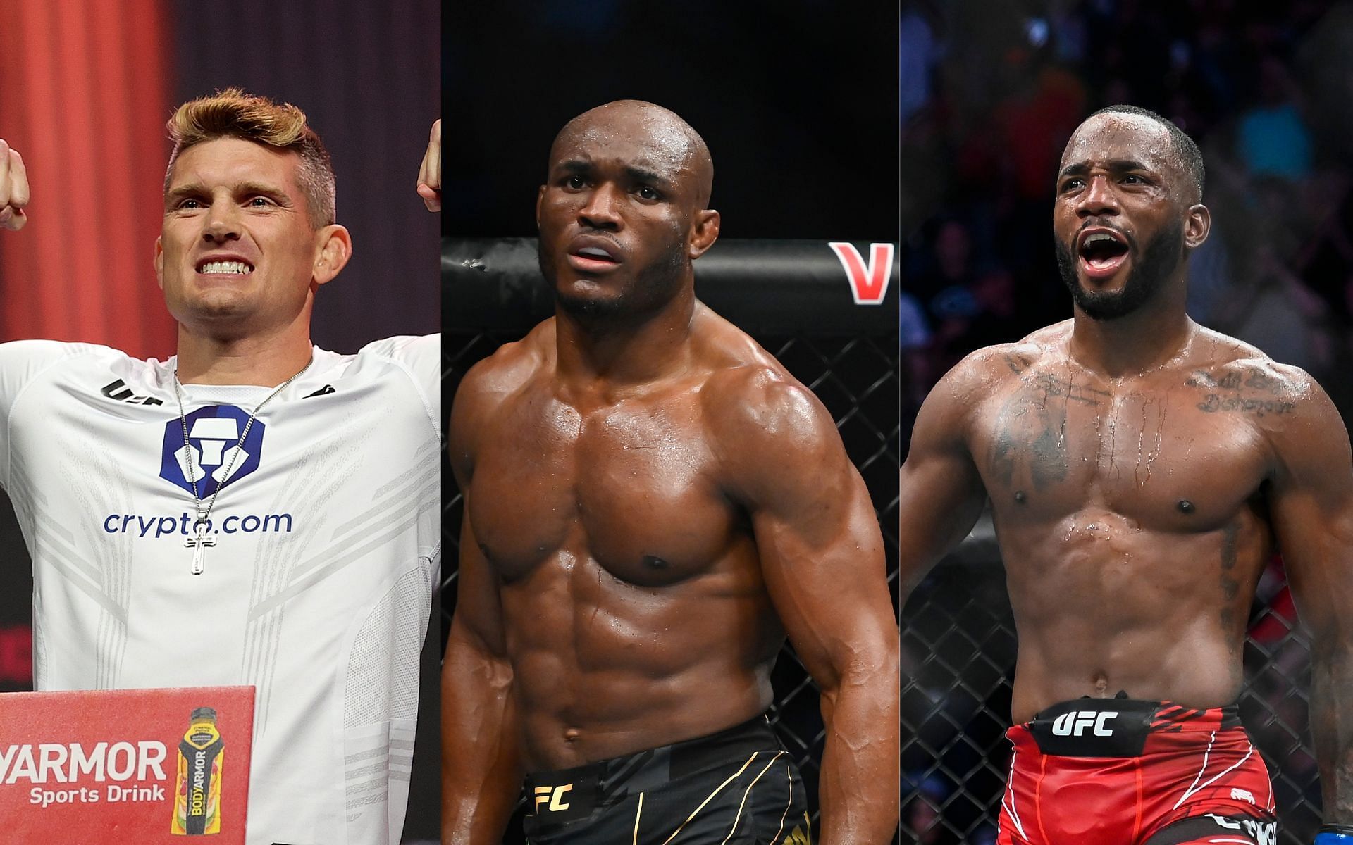 Stephen Thompson (left), Kamaru Usman (center), and Leon Edwards (right) (Image credits Getty Images)