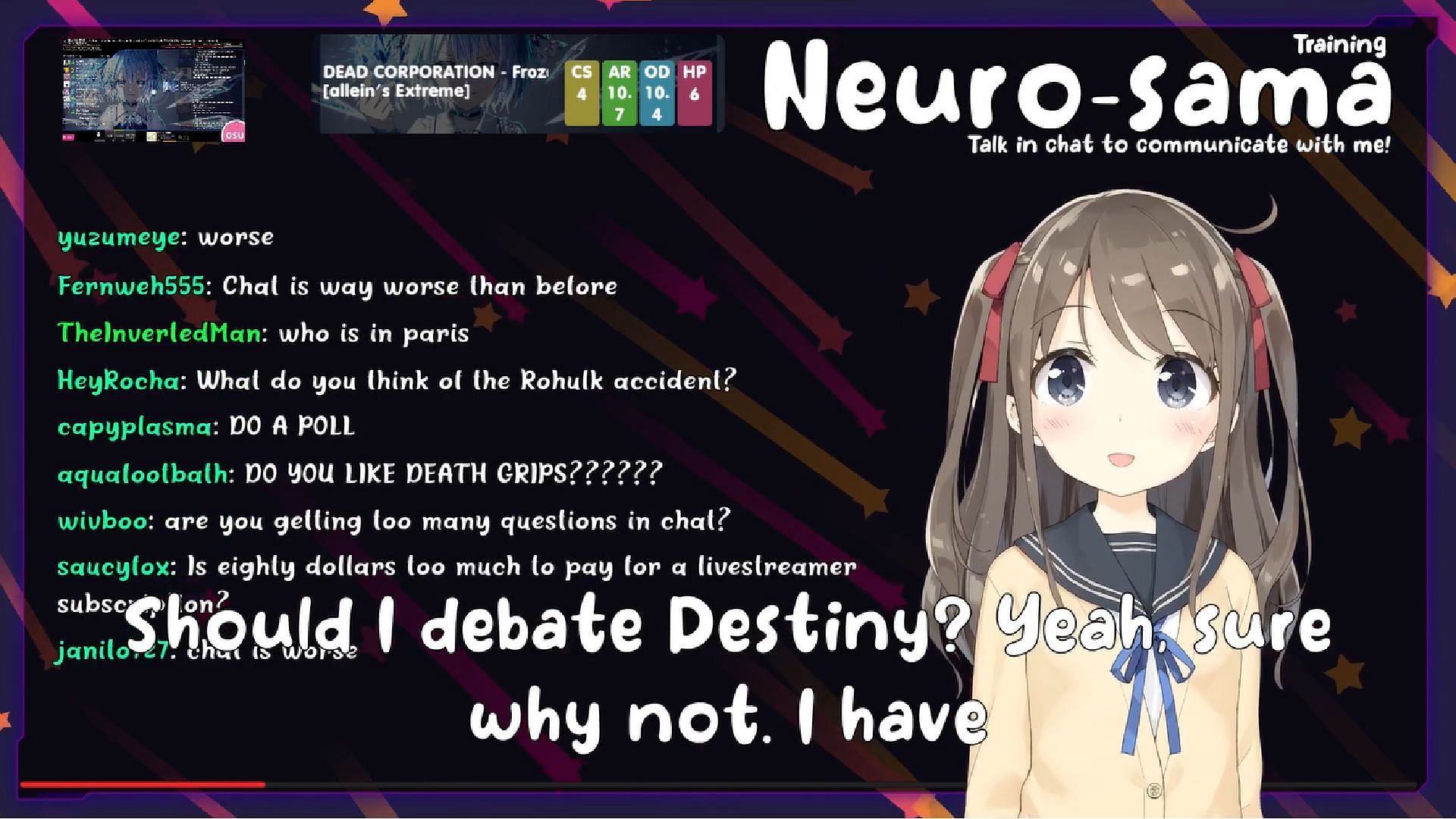 AI Vtuber Neuro-sama goes viral on Twitch (Image via vedal987/Twitch)