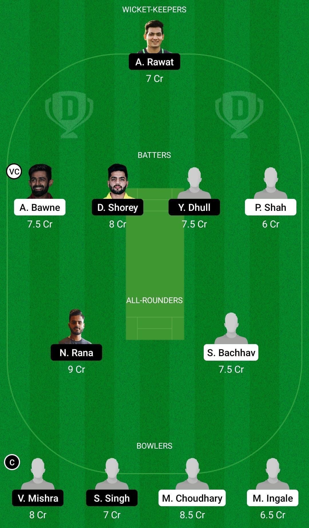 MAH vs DEL Dream11 Prediction Team, Grand League