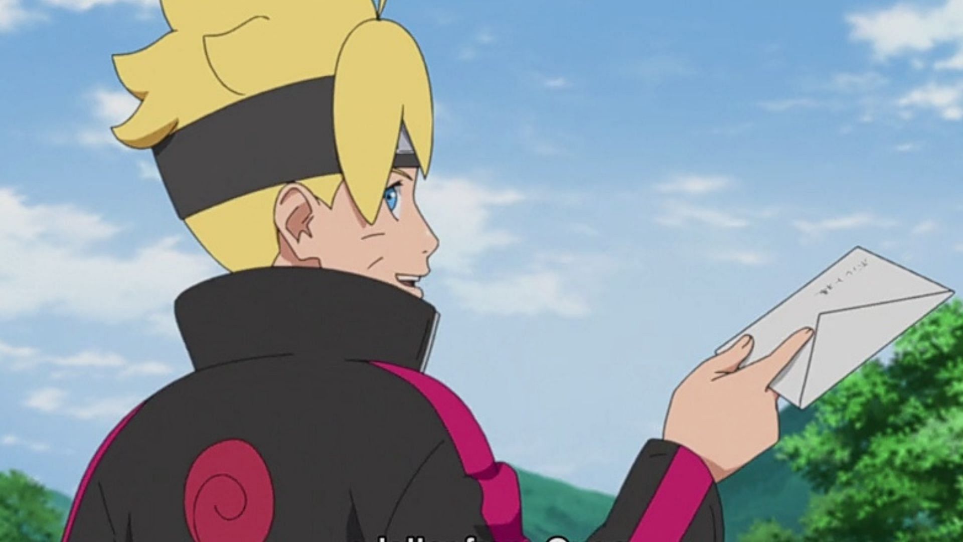 Boruto carrying Ouga&#039;s letter in Boruto episode 281 (Image via Studio Pierrot)