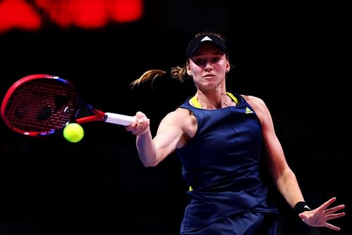 Elena Rybakina in action at the World Tennis League