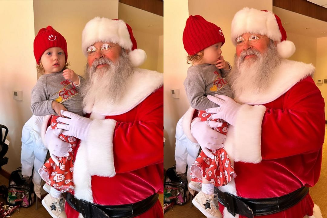 Sterling Skye Mahomes hanging out with Santa Claus. Source: Brittany Mahomes