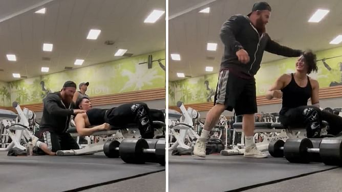 [WATCH] Fans go gaga as Buddy Matthews messes up Rhea Ripley's hair in adorable gym video