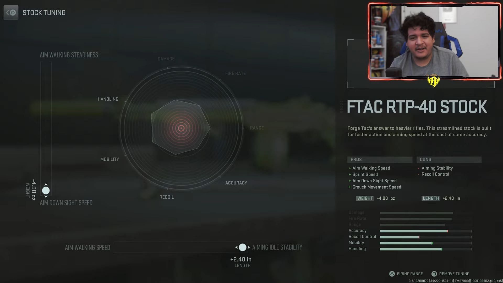 Tuning for FTAC RTP-40 Stock in Modern Warfare 2 (Image via YouTube/Hero)