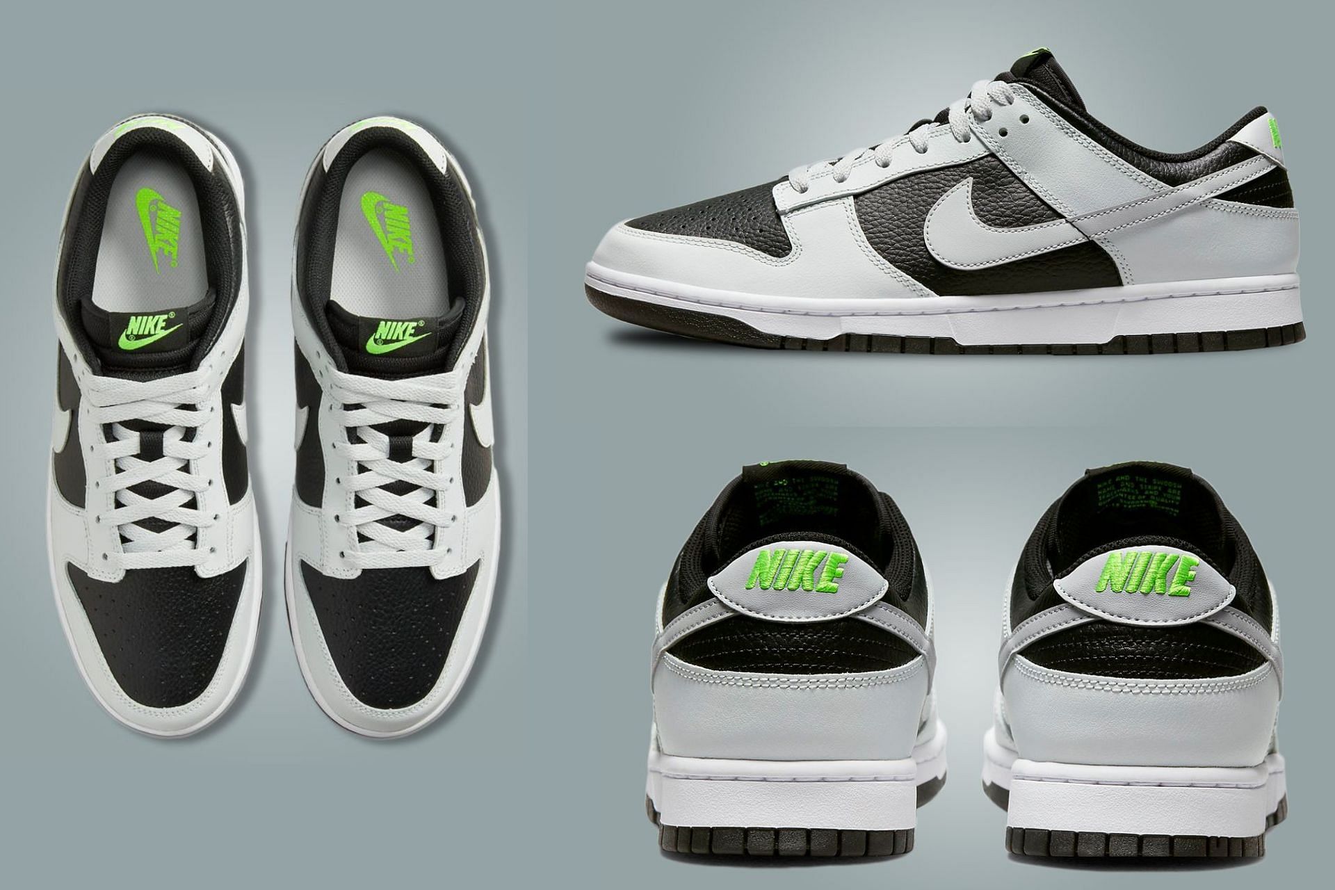 Here&#039;s a detailed look at the upcoming Nike Dunk Low Reverse Panda Neon shoes (Image via Sportskeeda)