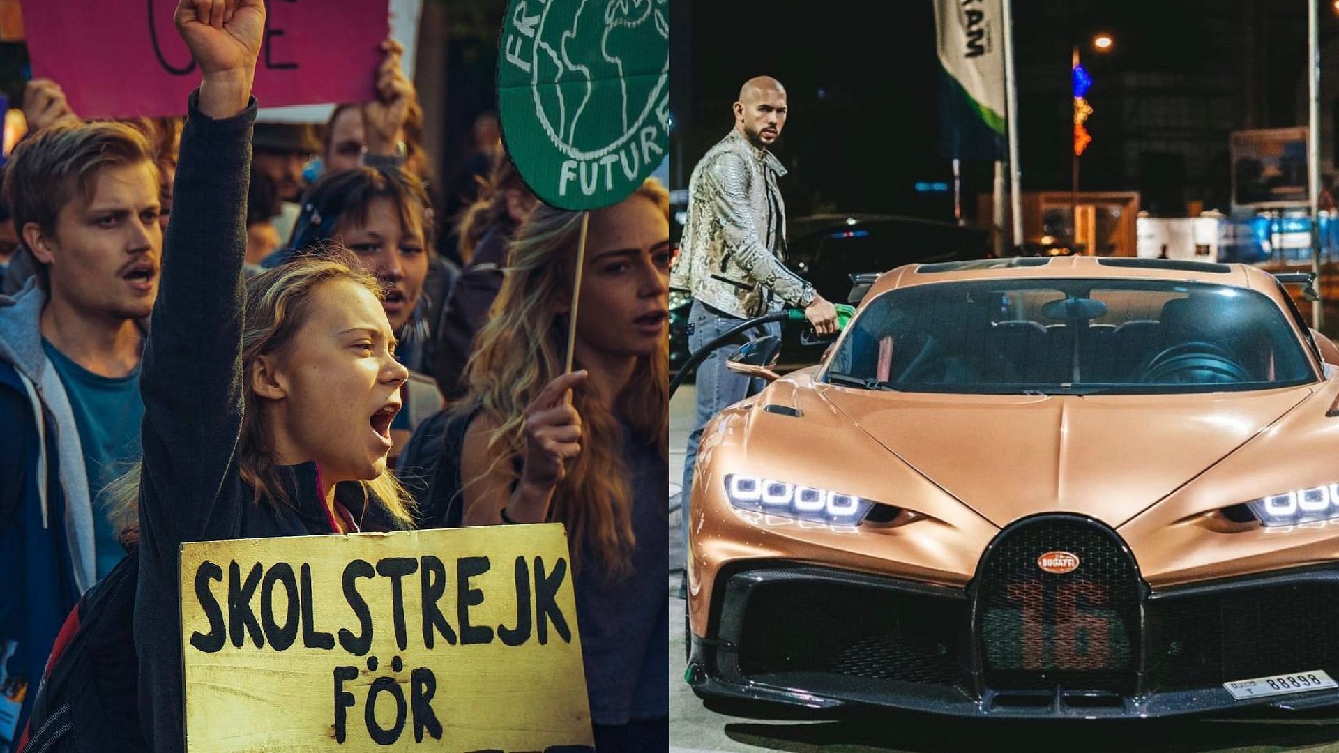 Greta Thunberg vs Andrew Tate (Image via Twitter)