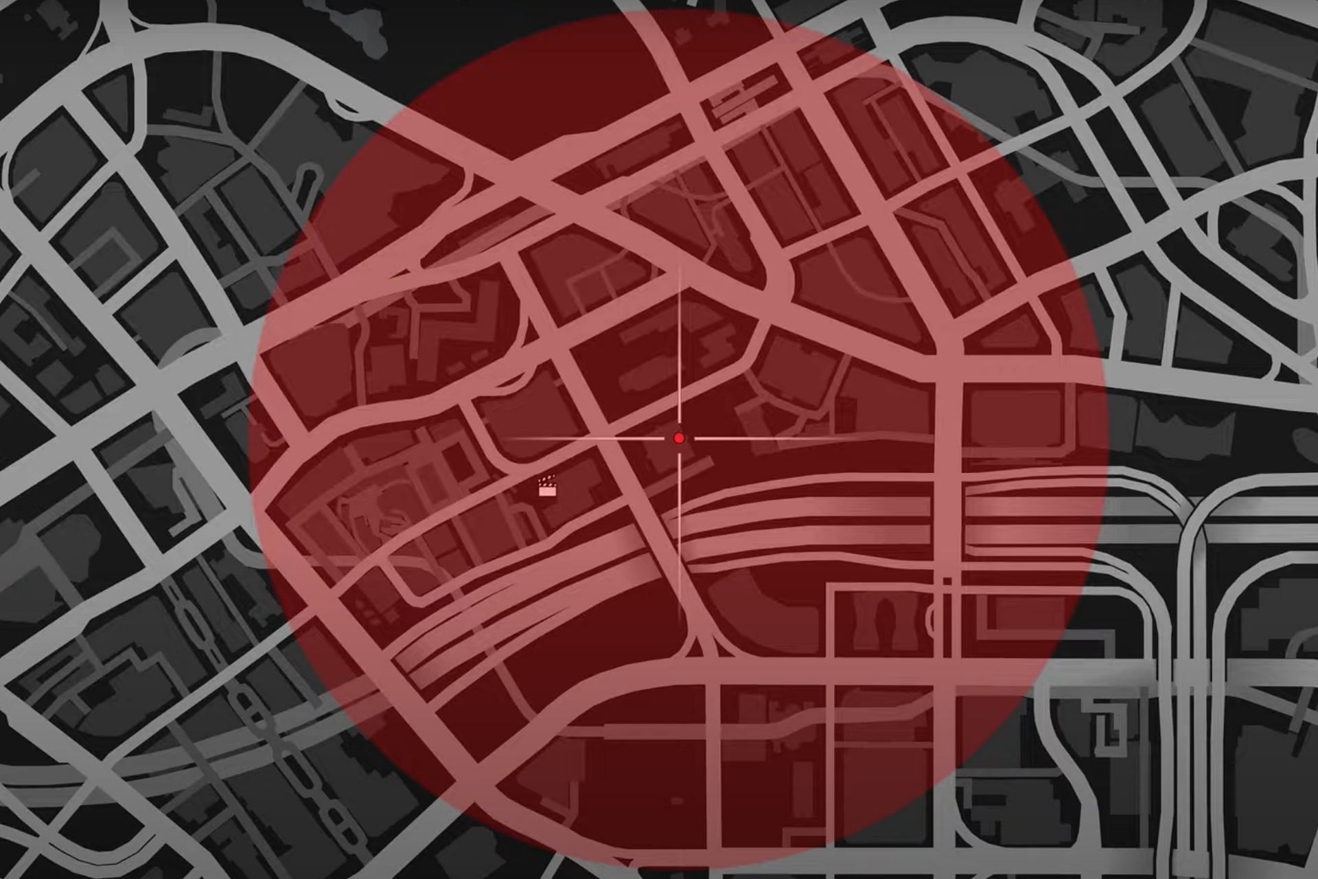 A map depicting the Weazel Plaza&#039;s 400-meter radius (Image via YouTube)
