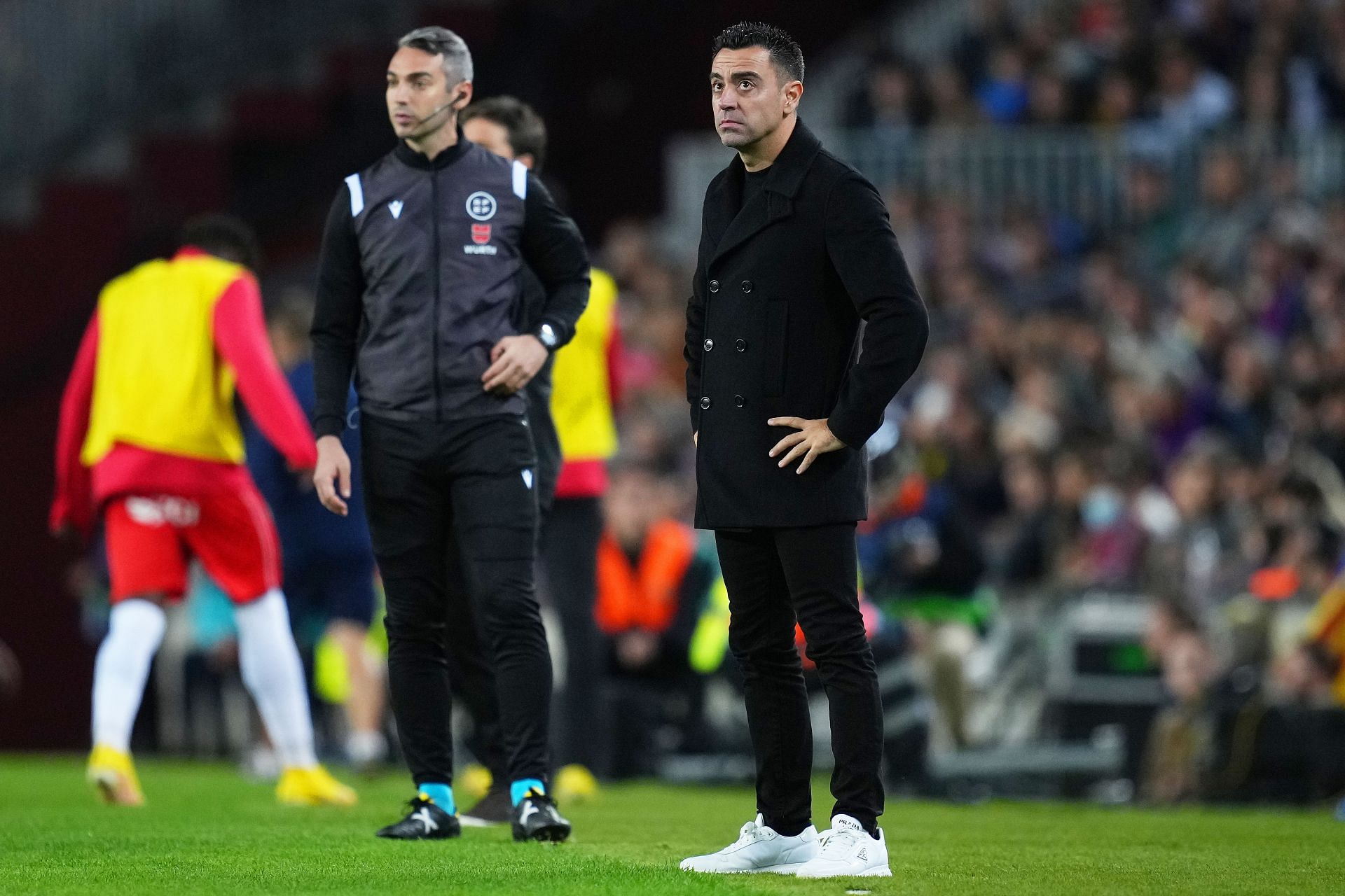 Xavi Hernandez looks on during a La Liga match