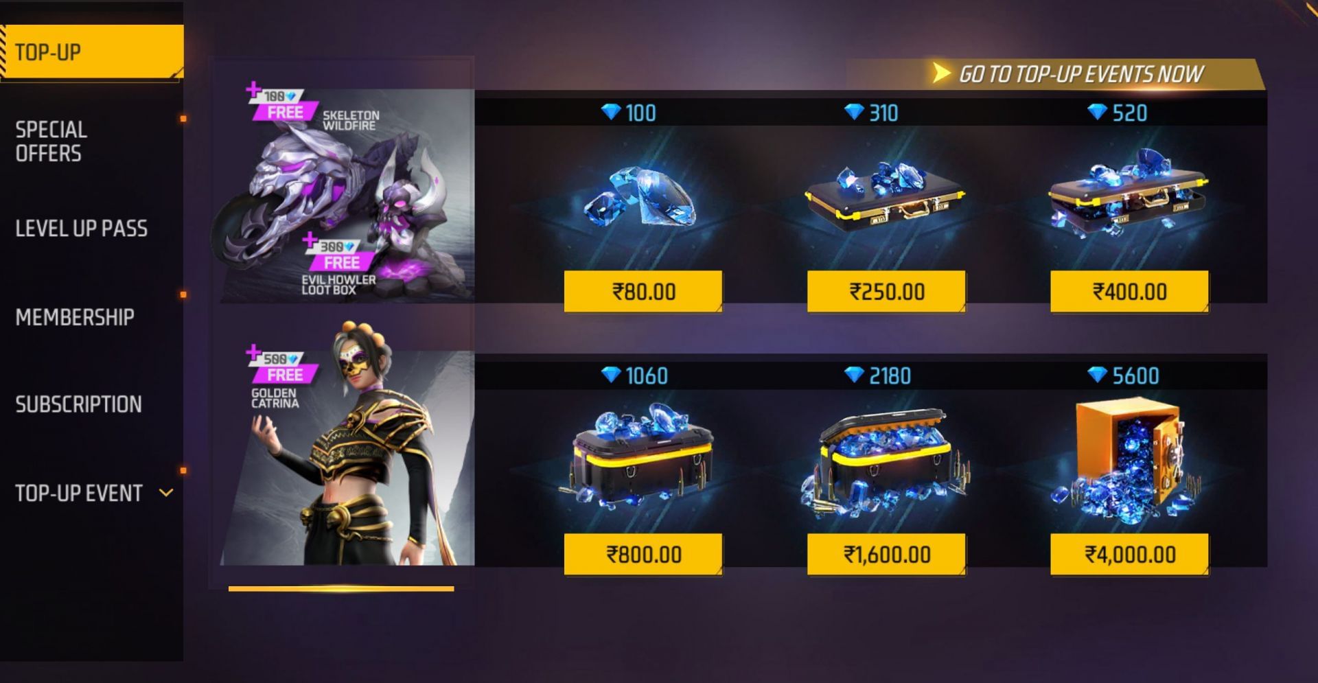 Price of diamonds in Free Fire MAX (Image via Garena)