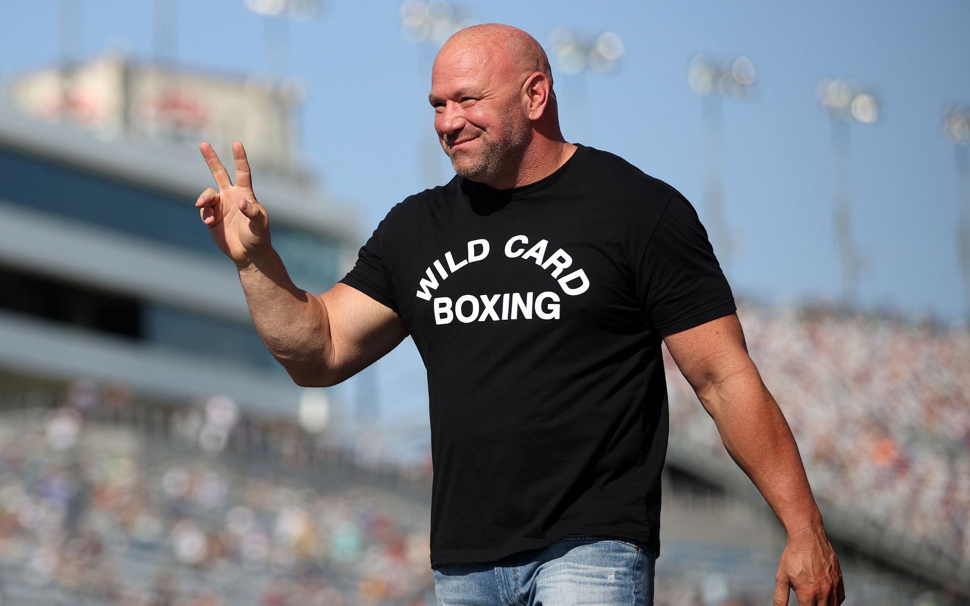 Dana White during the pre race ceremonies at the NASCAR Cup Series South Point 400