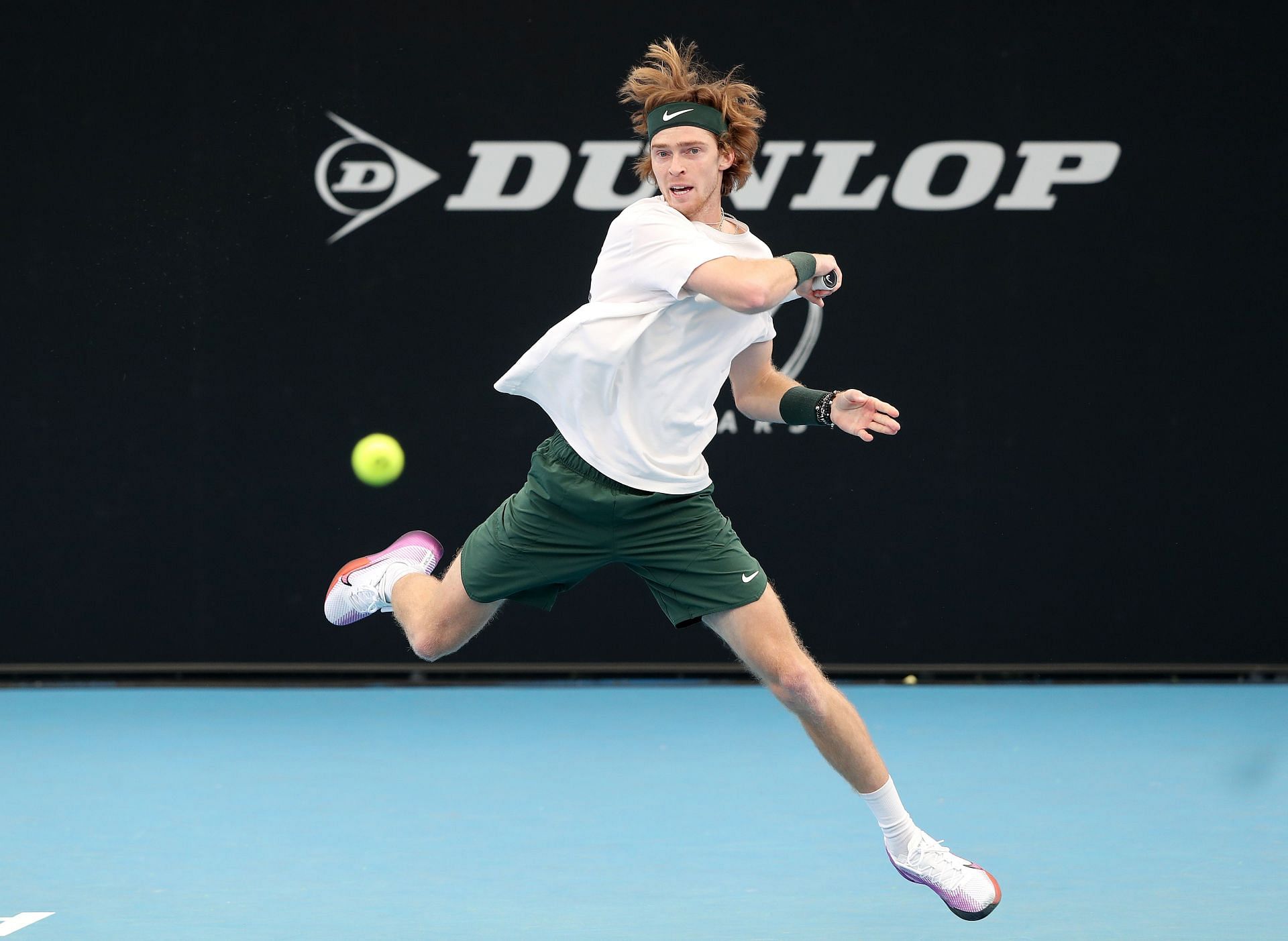 Andrey Rublev practicing ahead of the Adelaide International