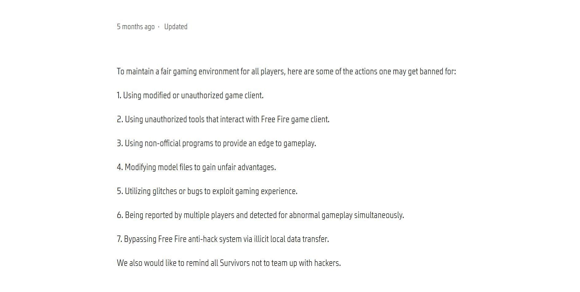 Using third-party applications can get you banned from the game (Image via Garena)