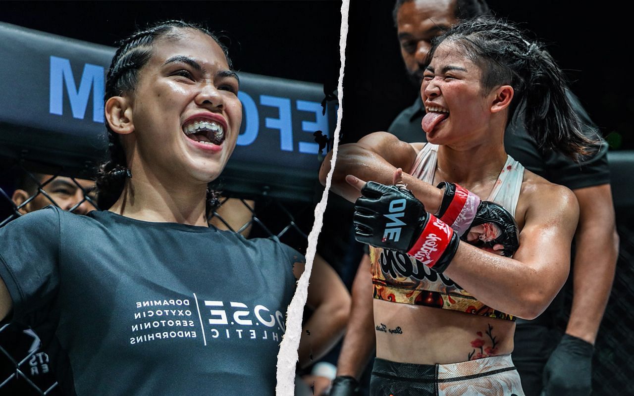 Denice Zamboanga (Left) called for a fight with Stamp Fairtex (Right)