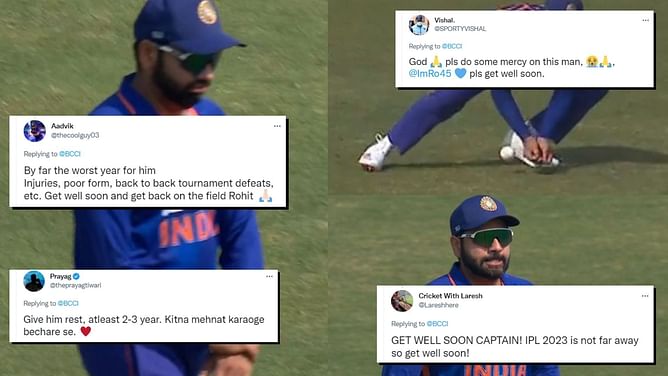 “By far the worst year for him” - Twitterati react as Rohit Sharma gets injured while attempting a catch in 2nd ODI vs Bangladesh