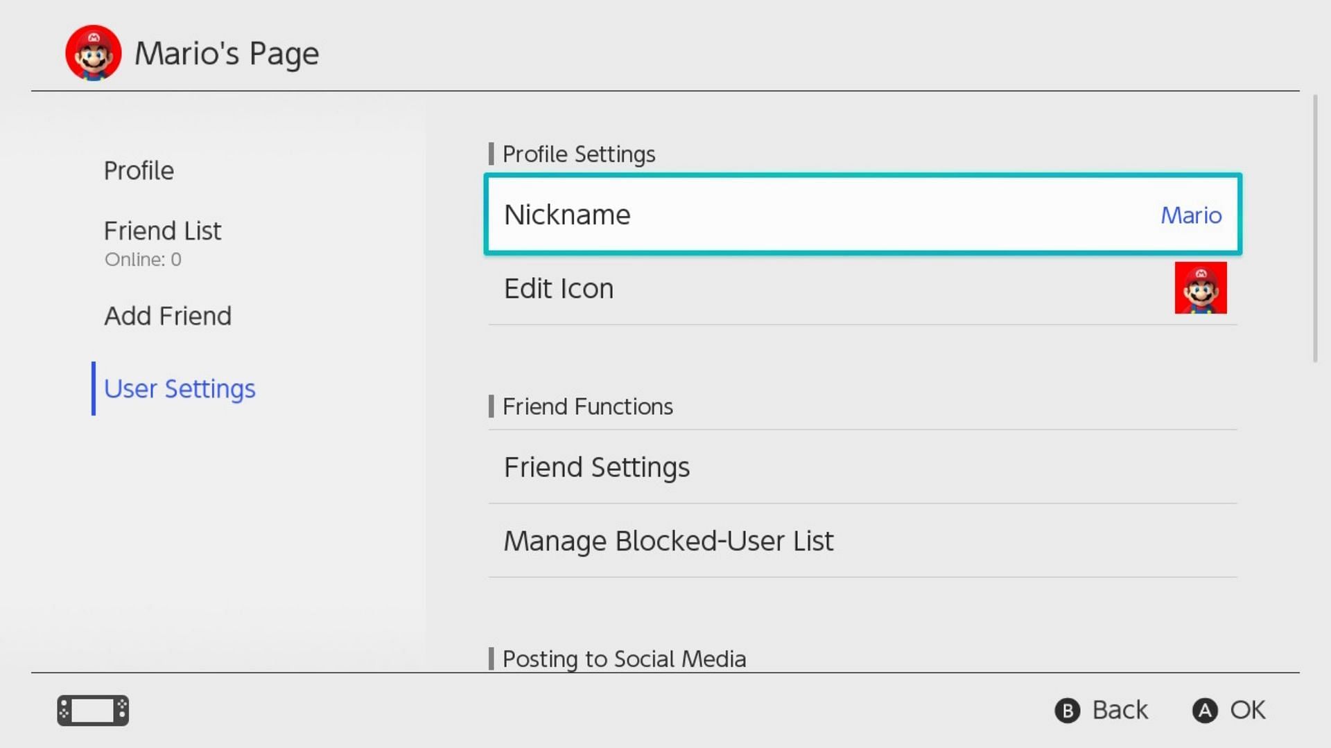 The profile name on the Nintendo Switch must be changed to use a new username in Minecraft Bedrock Edition (Image via Nintendo Support)