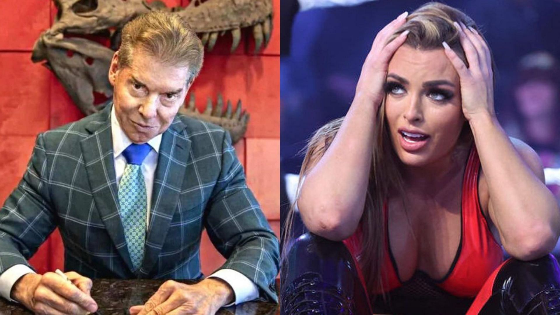 Vince McMahon (left) and Mandy Rose (right)