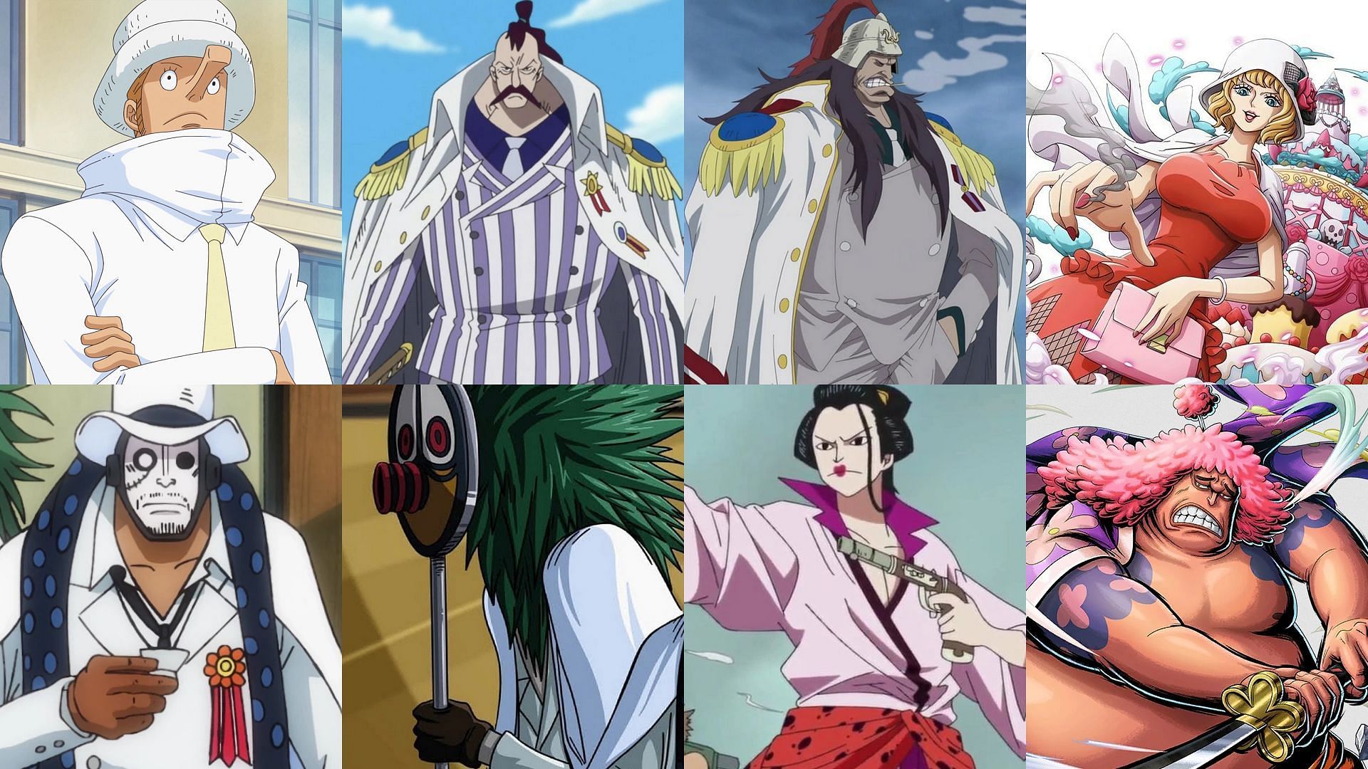 Kaku, Momonga, Onigumo, Stussy, Ashura Doji, Izo, Maha and Guernica (Image via Toei Animation, One Piece)