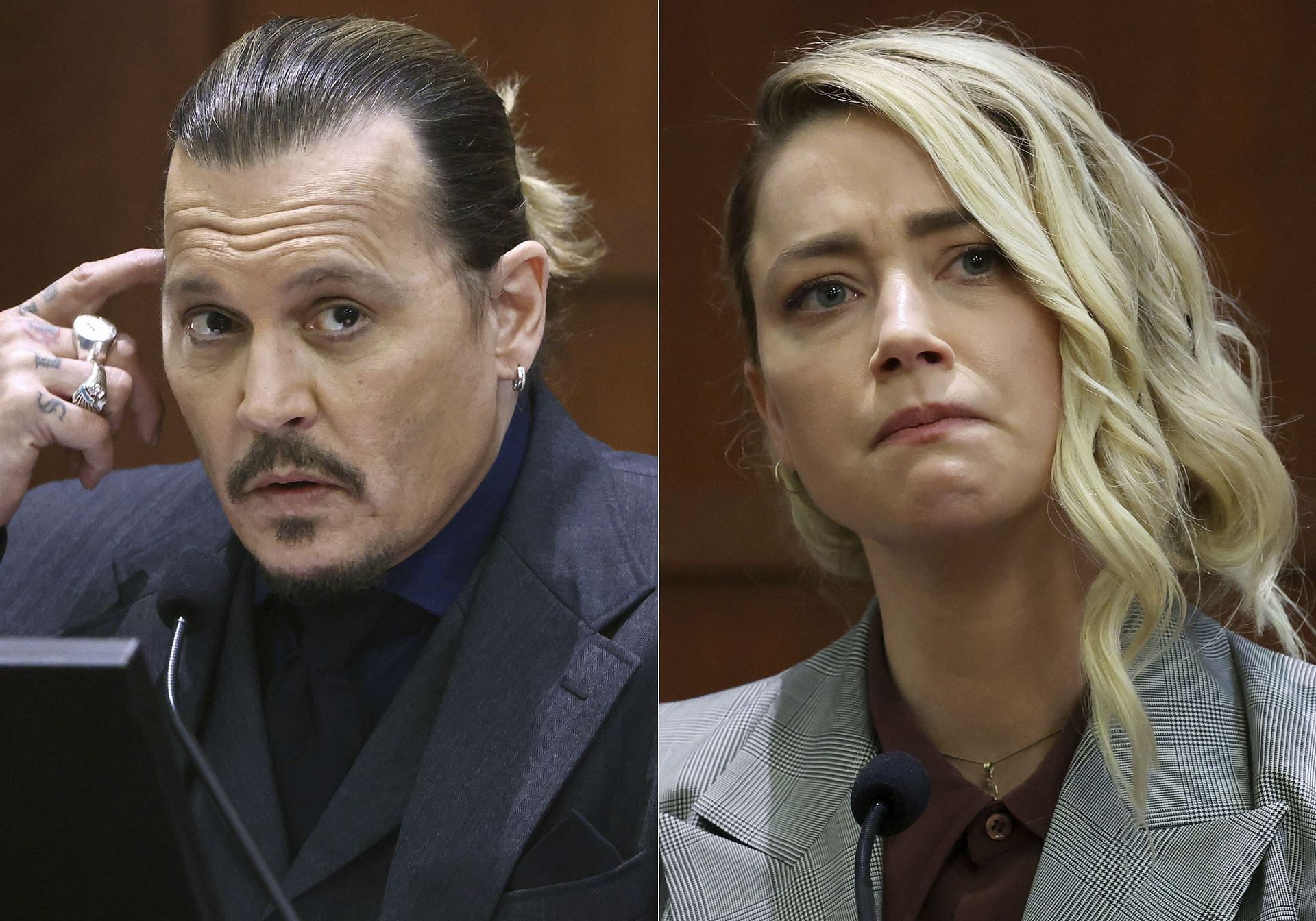 Johnny Depp and Amber Heard during their defamation trial (Images via Associated Press)