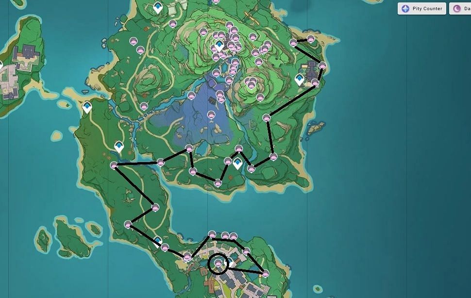 Inazuma City farming route (Image via HoYoverse)