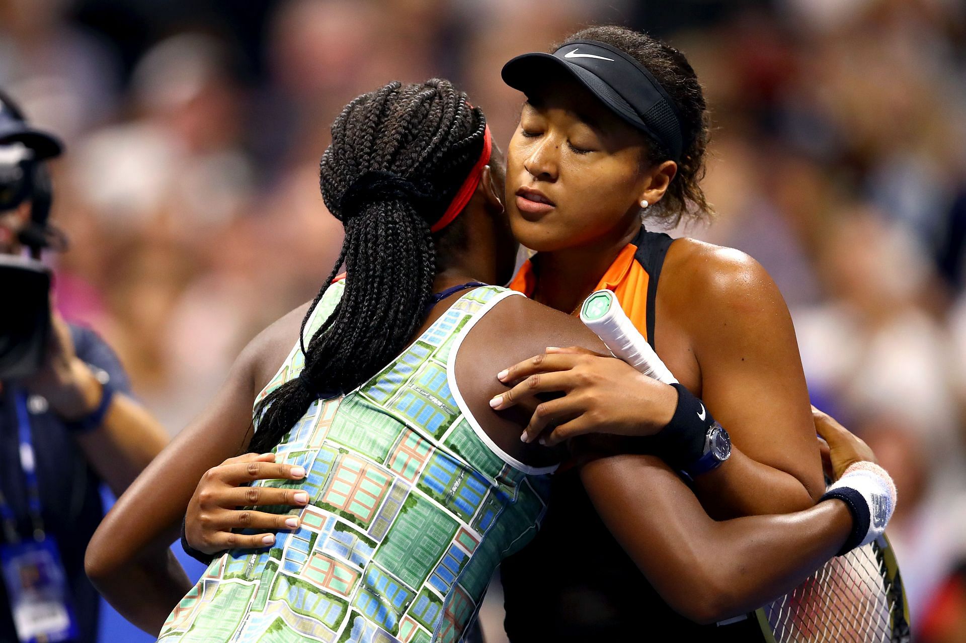 Coco Gauff and Naomi Osaka pictured during the 2019 US Open