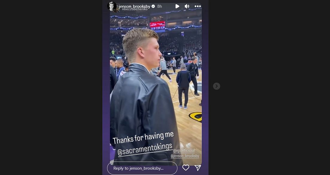 Via Instagram - Jenson Brooksby during the NBA match between Sacramento Kings and Washington Wizards.