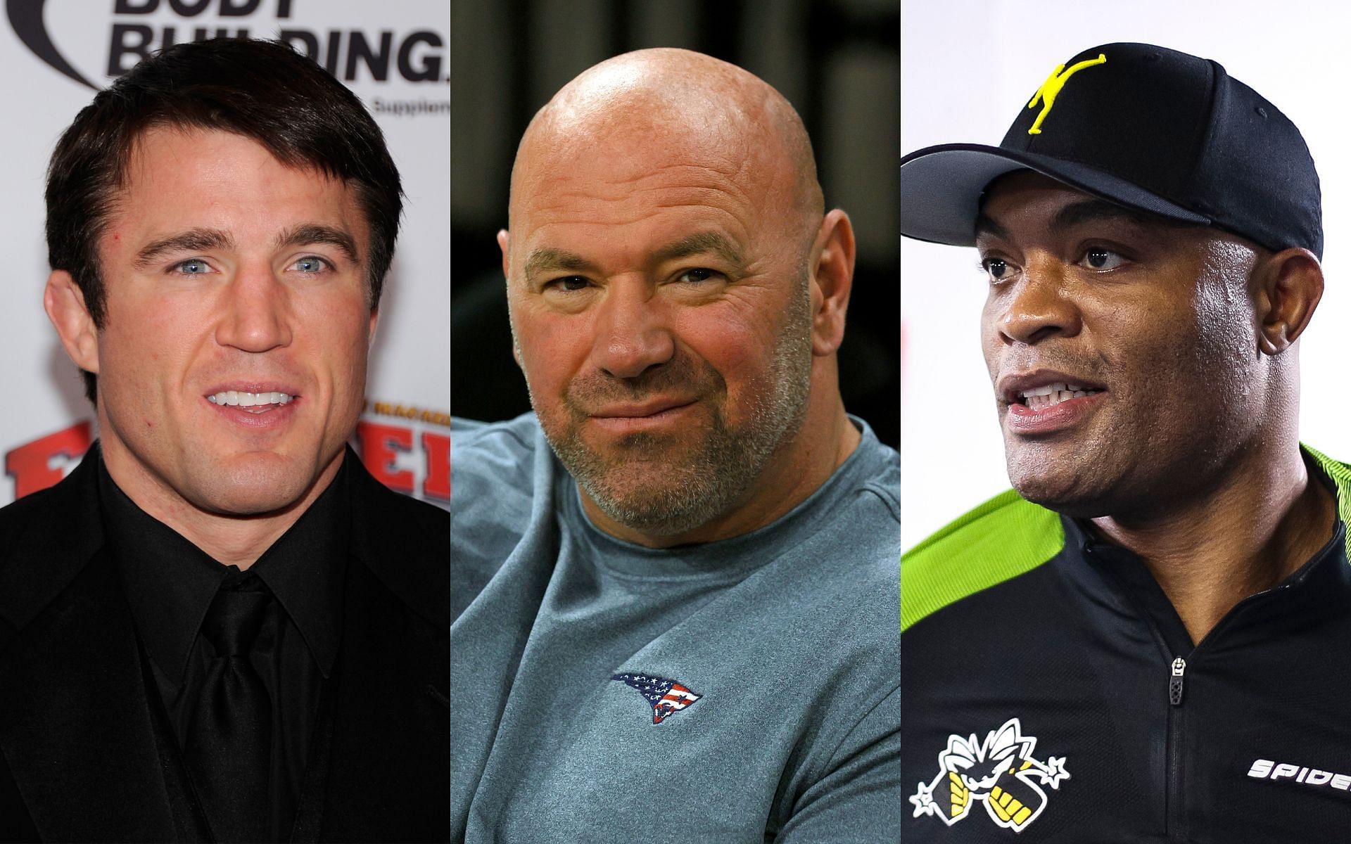 Chael Sonnen (Left), Dana White (Middle), and Anderson Silva (Right)