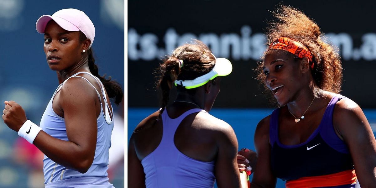 Sloane Stephens (L) and Serena Williams. 