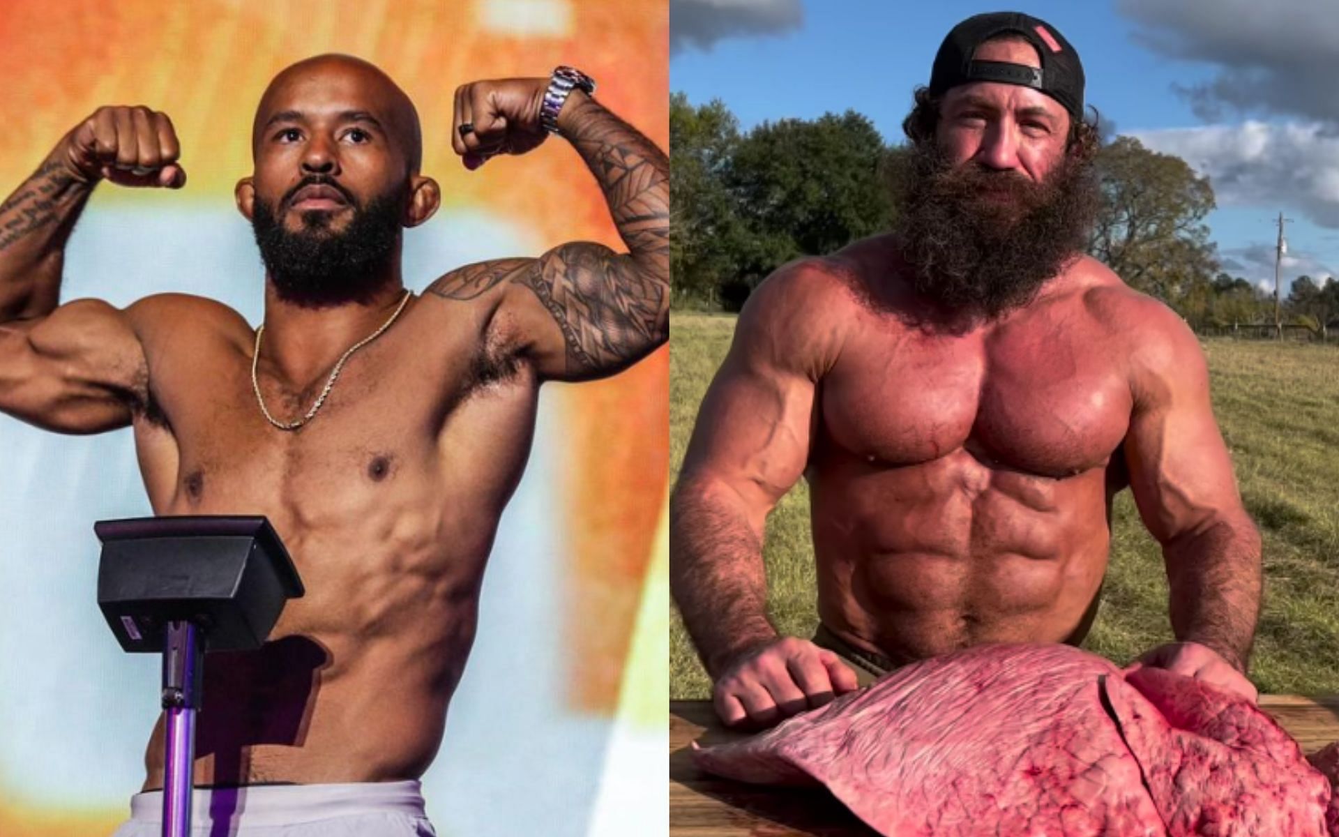 Demetrious Johnson (left), Liver King (right) [Images courtesy of @liverking &amp; @mighty on Instagram]