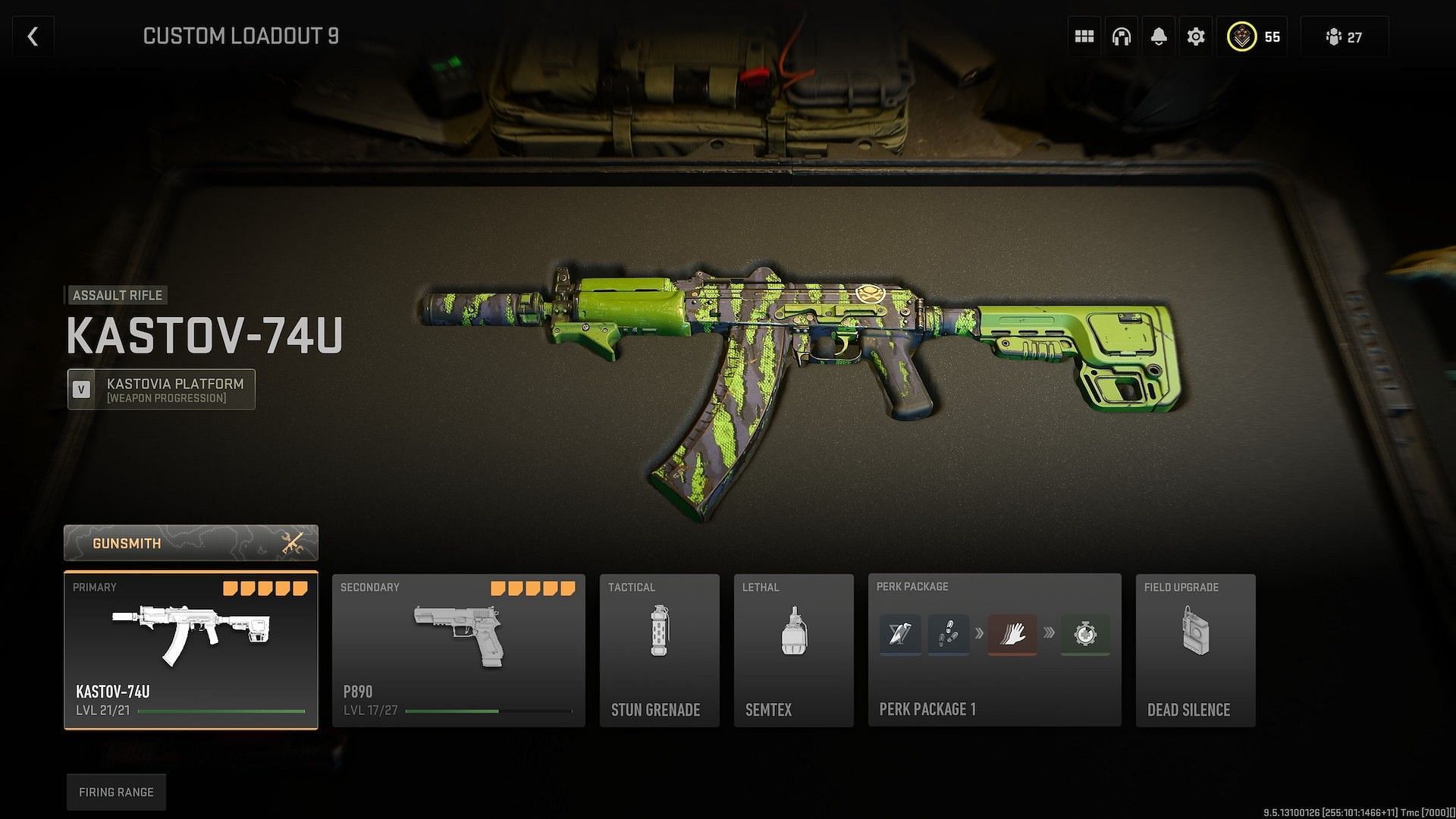 Kastov 74u Loadout in MW2 (Image via Activision)