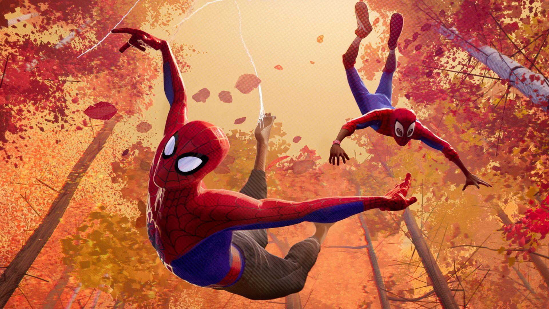 Peter B. Parker and Miles Morales in Spider-Man: Into the Spider-Verse (Image via Sony)