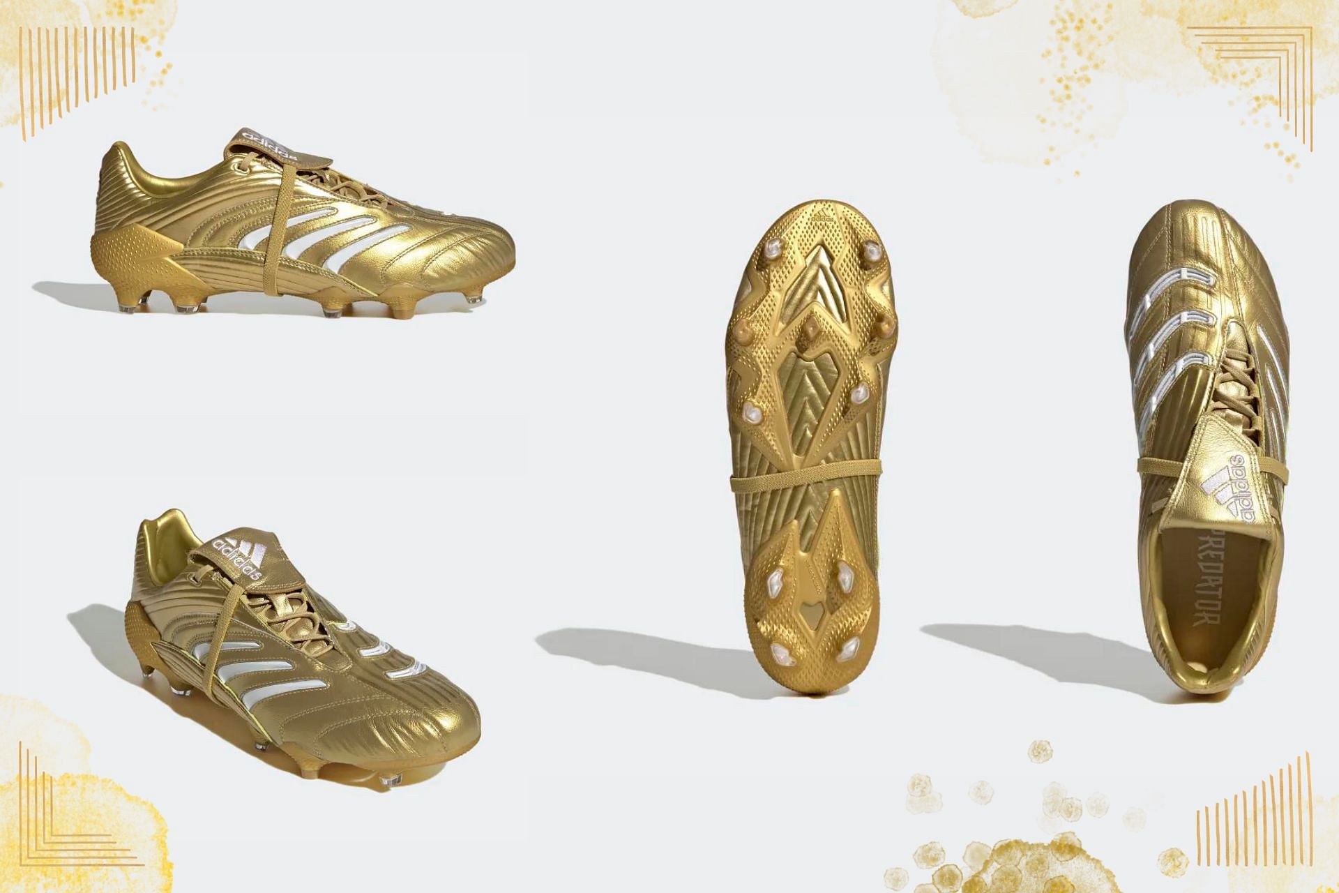 Recently launched Adidas Football&rsquo;s golden Predator absolute firm ground boots reminisce the 2006 Zidane worn cleats (image via Sportskeeda)