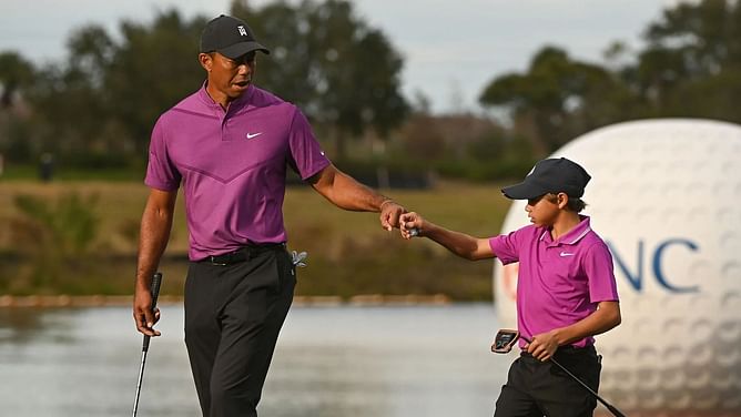 “Son is outdriving dad” – Fans react to Charlie Woods make his first ever eagle at PNC Championship