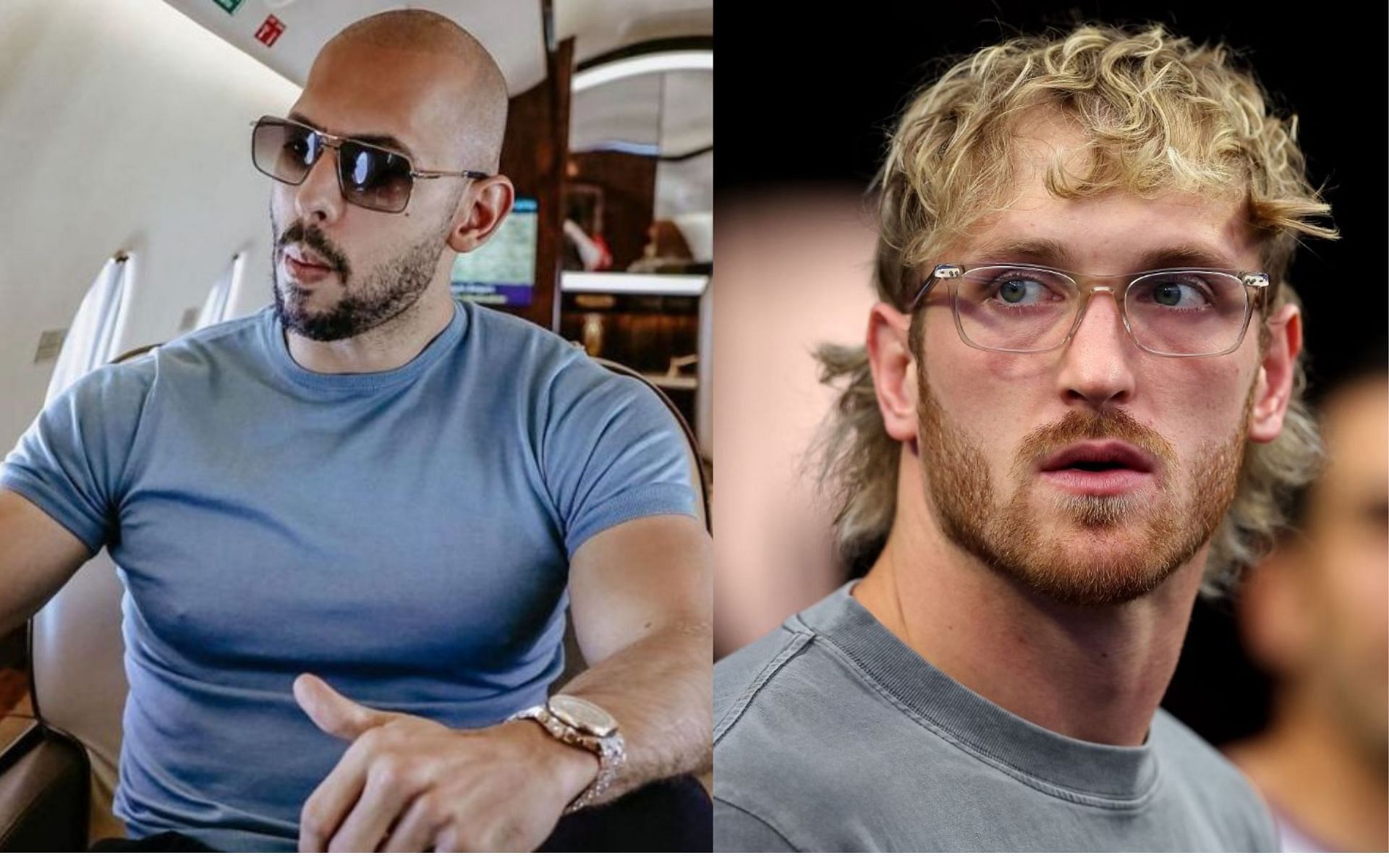 (Left) Andrew Tate and Logan Paul (Right)